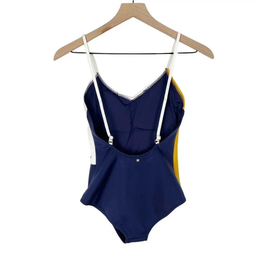 NWT Anthropologie Derek Lam Front Laced Up Color Blocked One Piece Swimsuit New - Picture 8 of 9